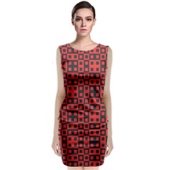 Abstract Background Red Black Classic Sleeveless Midi Dress