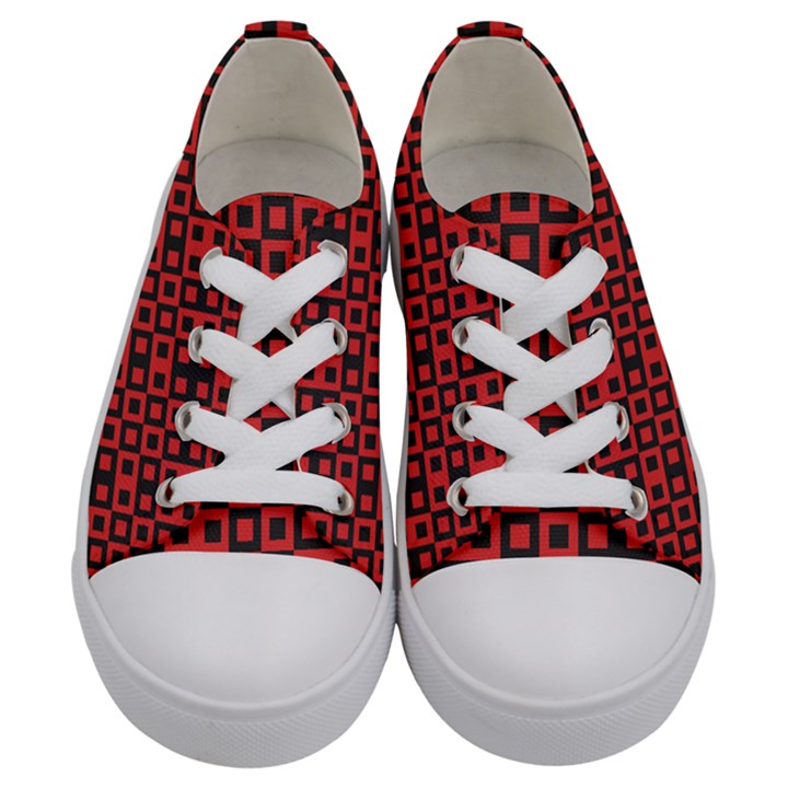 Abstract Background Red Black Kids  Low Top Canvas Sneakers