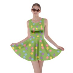 Balloon Grass Party Green Purple Skater Dress