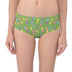 Balloon Grass Party Green Purple Mid-Waist Bikini Bottoms