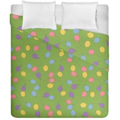 Balloon Grass Party Green Purple Duvet Cover Double Side (California King Size)