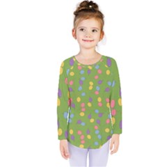 Balloon Grass Party Green Purple Kids  Long Sleeve Tee