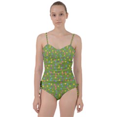 Balloon Grass Party Green Purple Sweetheart Tankini Set