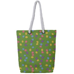 Balloon Grass Party Green Purple Full Print Rope Handle Tote (Small)