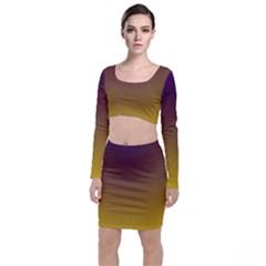 Course Colorful Pattern Abstract Long Sleeve Crop Top & Bodycon Skirt Set