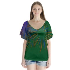 Sylvester New Year S Day Year Party V-neck Flutter Sleeve Top by BangZart
