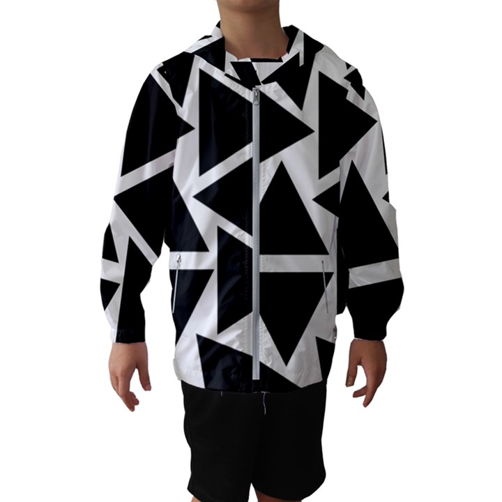 Template Black Triangle Hooded Wind Breaker (Kids)