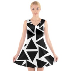 Template Black Triangle V-neck Sleeveless Skater Dress