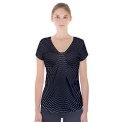 Q Tips Collage Space Short Sleeve Front Detail Top by BangZart