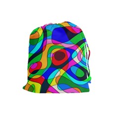 Digital Multicolor Colorful Curves Drawstring Pouches (large) 