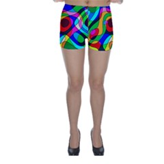 Digital Multicolor Colorful Curves Skinny Shorts