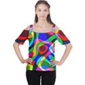 Digital Multicolor Colorful Curves Cutout Shoulder Tee View1