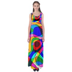 Digital Multicolor Colorful Curves Empire Waist Maxi Dress by BangZart