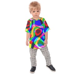 Digital Multicolor Colorful Curves Kids Raglan Tee