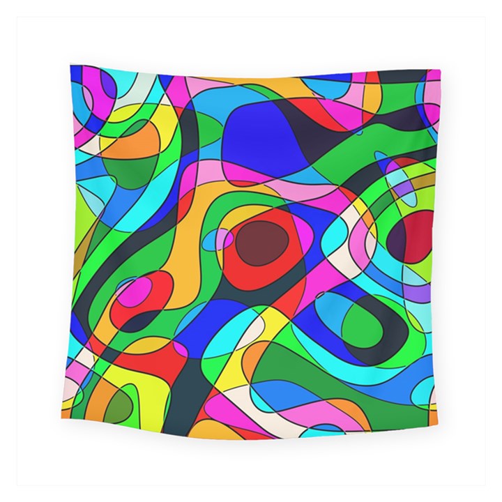 Digital Multicolor Colorful Curves Square Tapestry (Small)