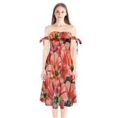 Tulips Flowers Spring Shoulder Tie Bardot Midi Dress by BangZart