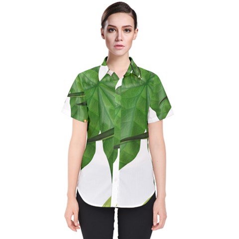 Plant Berry Leaves Green Flower Women s Short Sleeve Shirt by BangZart