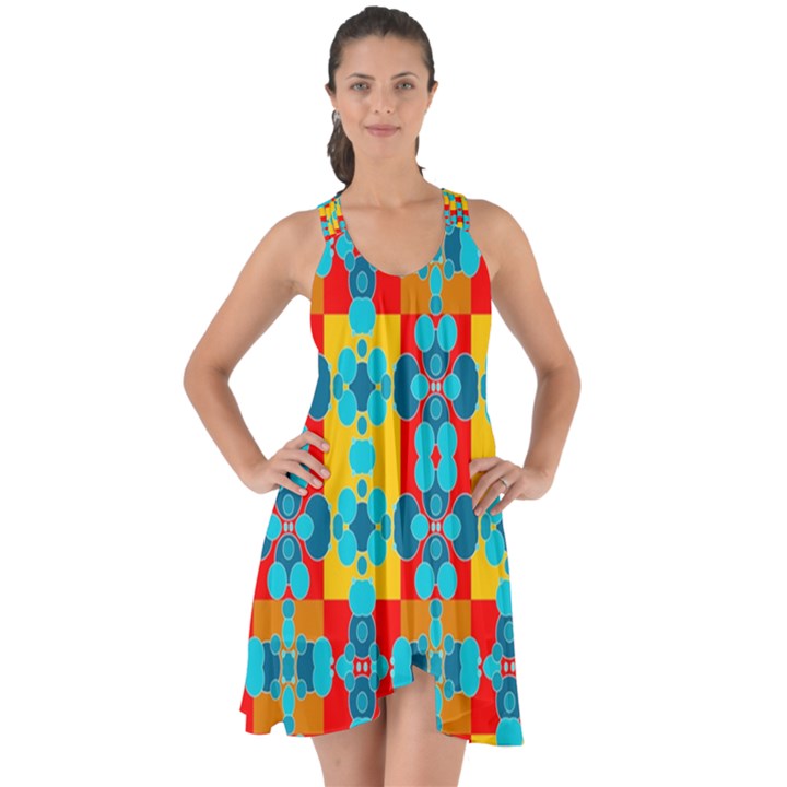 Pop Art Abstract Design Pattern Show Some Back Chiffon Dress