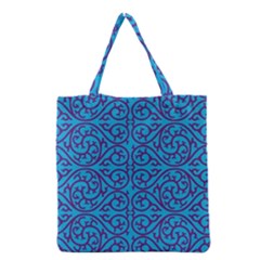 Monogram Blue Purple Background Grocery Tote Bag