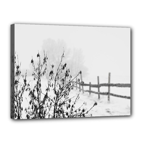 Snow Winter Cold Landscape Fence Canvas 16  x 12 