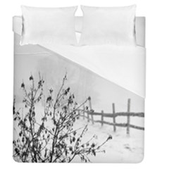 Snow Winter Cold Landscape Fence Duvet Cover (Queen Size)