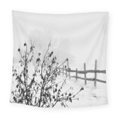 Snow Winter Cold Landscape Fence Square Tapestry (Large)