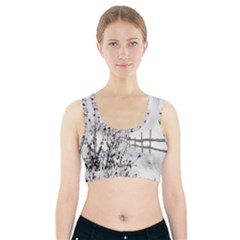 Snow Winter Cold Landscape Fence Sports Bra With Pocket