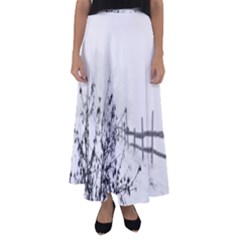 Snow Winter Cold Landscape Fence Flared Maxi Skirt