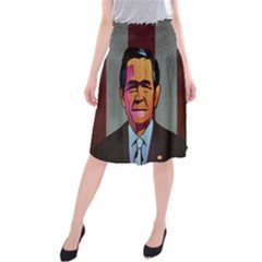 George W Bush Pop Art President Usa Midi Beach Skirt