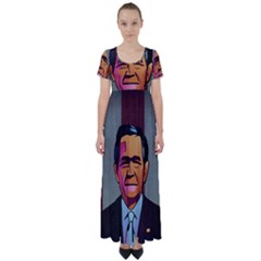 George W Bush Pop Art President Usa High Waist Short Sleeve Maxi Dress by BangZart