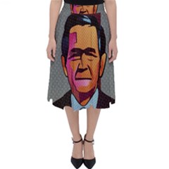 George W Bush Pop Art President Usa Folding Skater Skirt by BangZart
