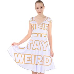 Stay Weird Cap Sleeve Front Wrap Midi Dress by Valentinaart