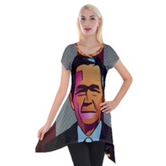 George W Bush Pop Art President Usa Short Sleeve Side Drop Tunic