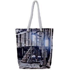 House Old Shed Decay Manufacture Full Print Rope Handle Tote (small)