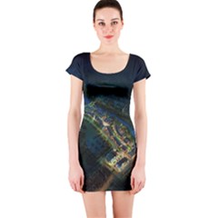 Commercial Street Night View Short Sleeve Bodycon Dress by BangZart