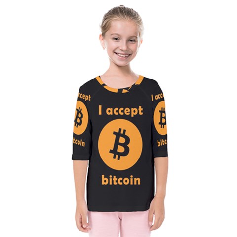 I Accept Bitcoin Kids  Quarter Sleeve Raglan Tee by Valentinaart