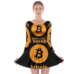 I Accept Bitcoin Long Sleeve Skater Dress by Valentinaart