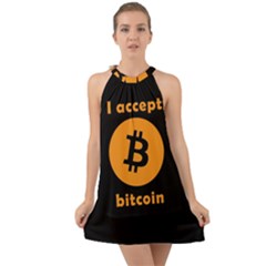 I accept bitcoin Halter Tie Back Chiffon Dress