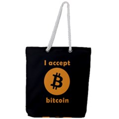 I Accept Bitcoin Full Print Rope Handle Tote (large)