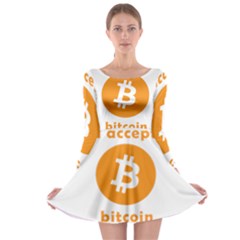 I Accept Bitcoin Long Sleeve Skater Dress by Valentinaart