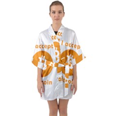 I Accept Bitcoin Quarter Sleeve Kimono Robe by Valentinaart