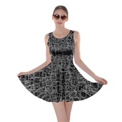 Black Abstract Structure Pattern Skater Dress by BangZart