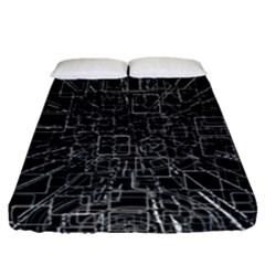 Black Abstract Structure Pattern Fitted Sheet (queen Size)