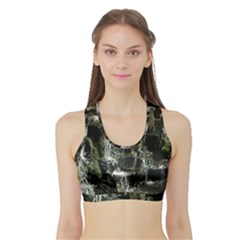 Water Waterfall Nature Splash Flow Sports Bra With Border