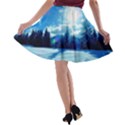 Ski Holidays Landscape Blue A-line Skater Skirt View2