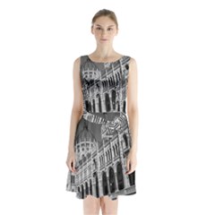 Architecture Parliament Landmark Sleeveless Waist Tie Chiffon Dress by BangZart