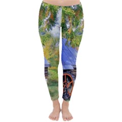 Landscape Blue Shed Scenery Wood Classic Winter Leggings