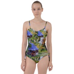 Landscape Blue Shed Scenery Wood Sweetheart Tankini Set