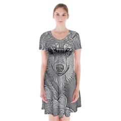 Wolf Forest Animals Short Sleeve V-neck Flare Dress