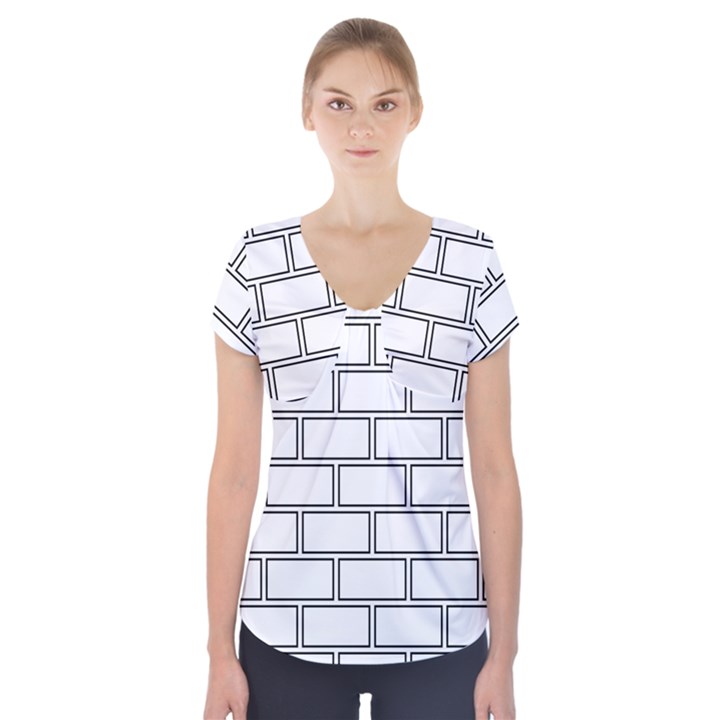 Wall Pattern Rectangle Brick Short Sleeve Front Detail Top